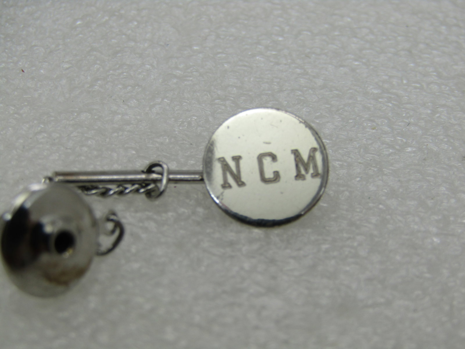 Vintage Sterling Silver N.C.M. Tack Pin, Engraved. 1/2" Circle, 1.08 Grams - 3