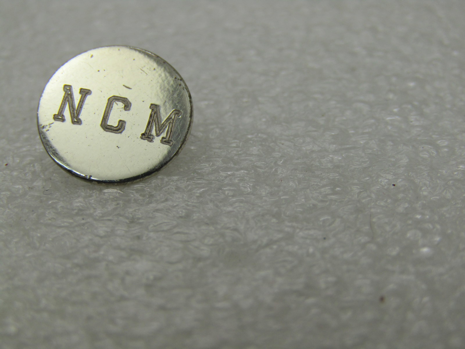 Vintage Sterling Silver N.C.M. Tack Pin, Engraved. 1/2" Circle, 1.08 Grams - 4