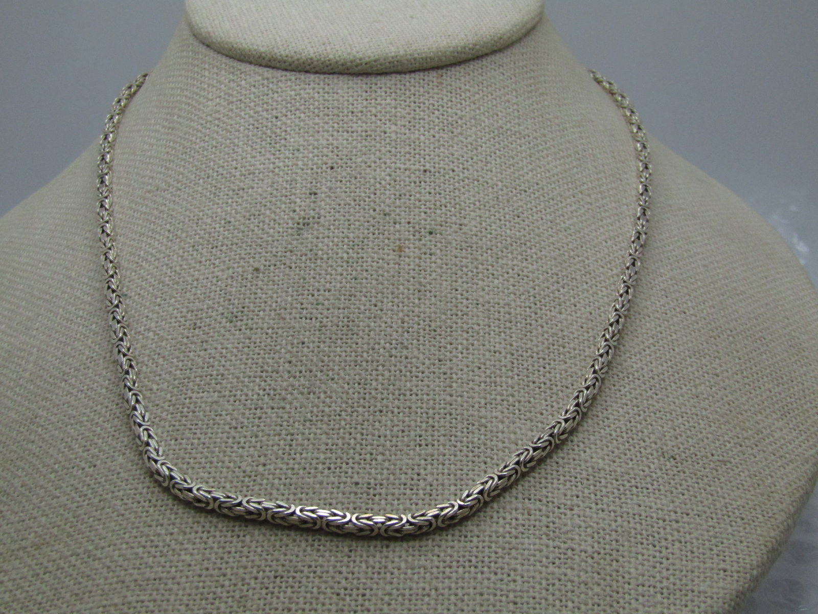 Vintage Sterling Byzantine Link Necklace, 17-7/8", Unisex, 1980's-1990's. (1 of 6)