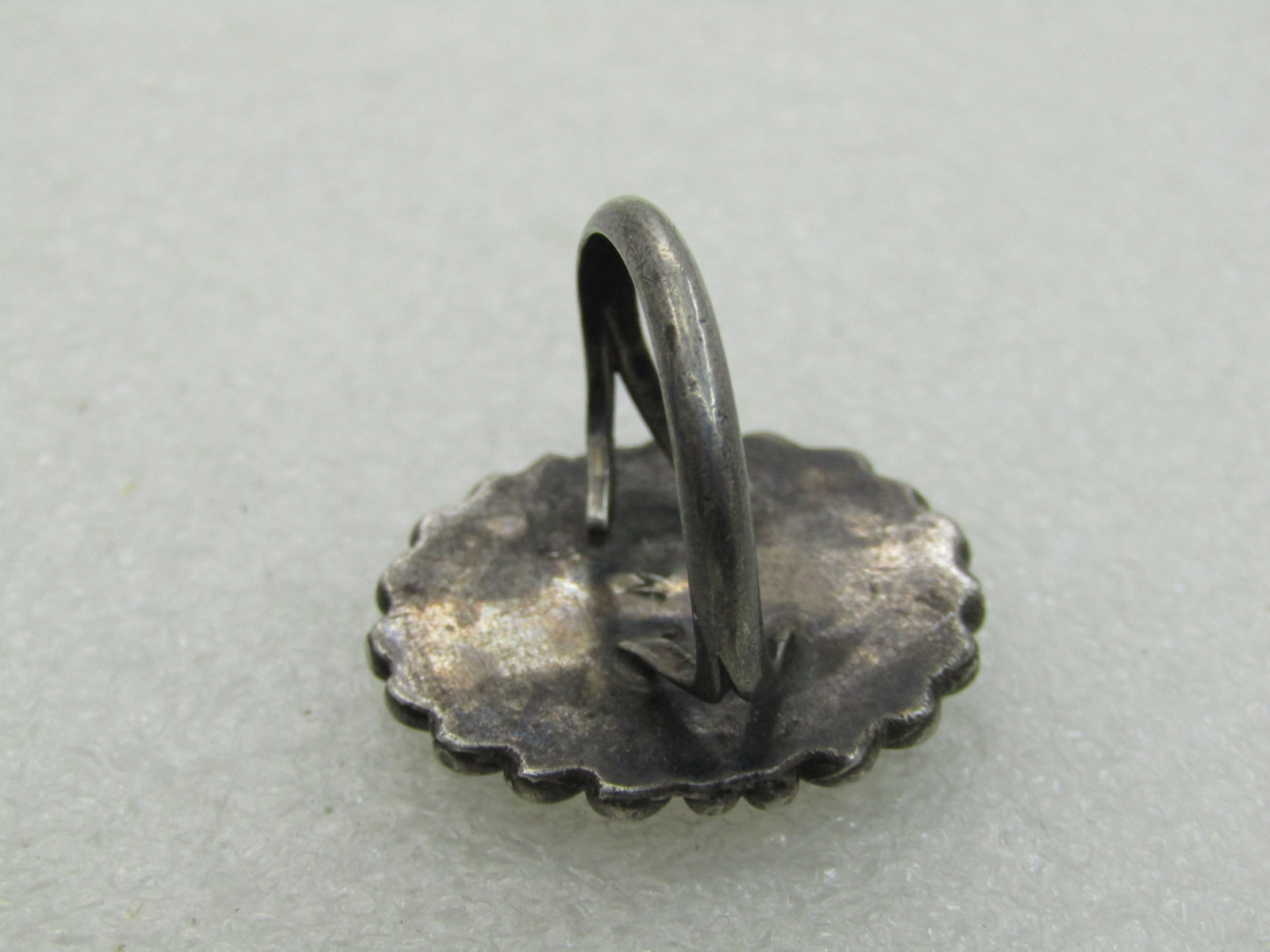 Vintage Sterling Southwestern Inlaid MOP Floral Ring, Sz. 6.5, Signed J.M. - 5