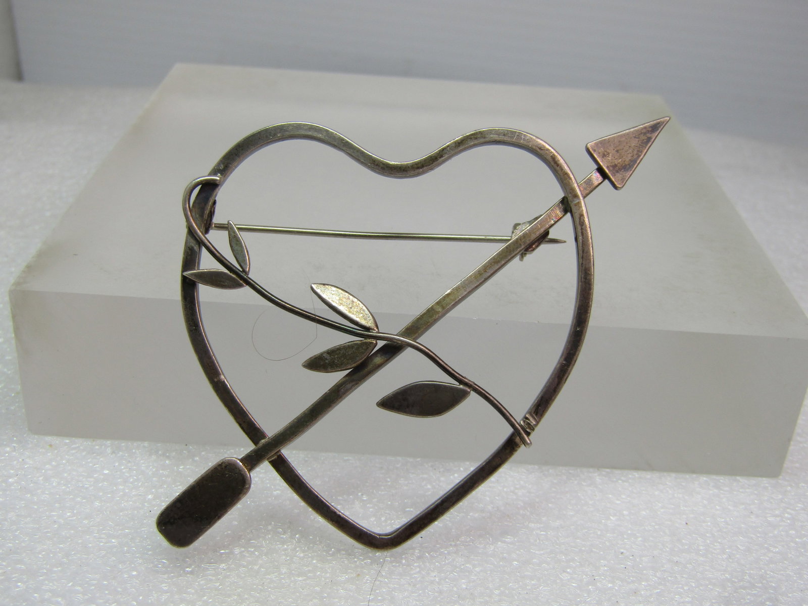 Vintage Sterling Heart/Arrow/Leaf Brooch, 1960's-1970's (1 of 6)