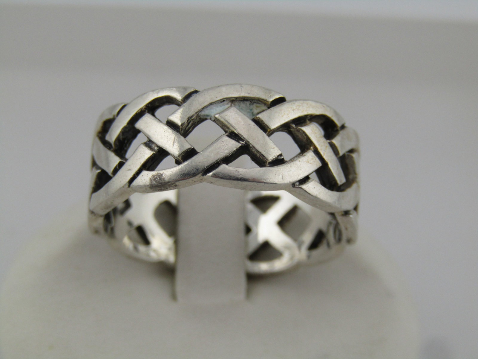 Vintage Sterling Wide Celtic Knot Ring, Sz. 12.25, 1970's-1980's, Men's/Unisex (1 of 5)