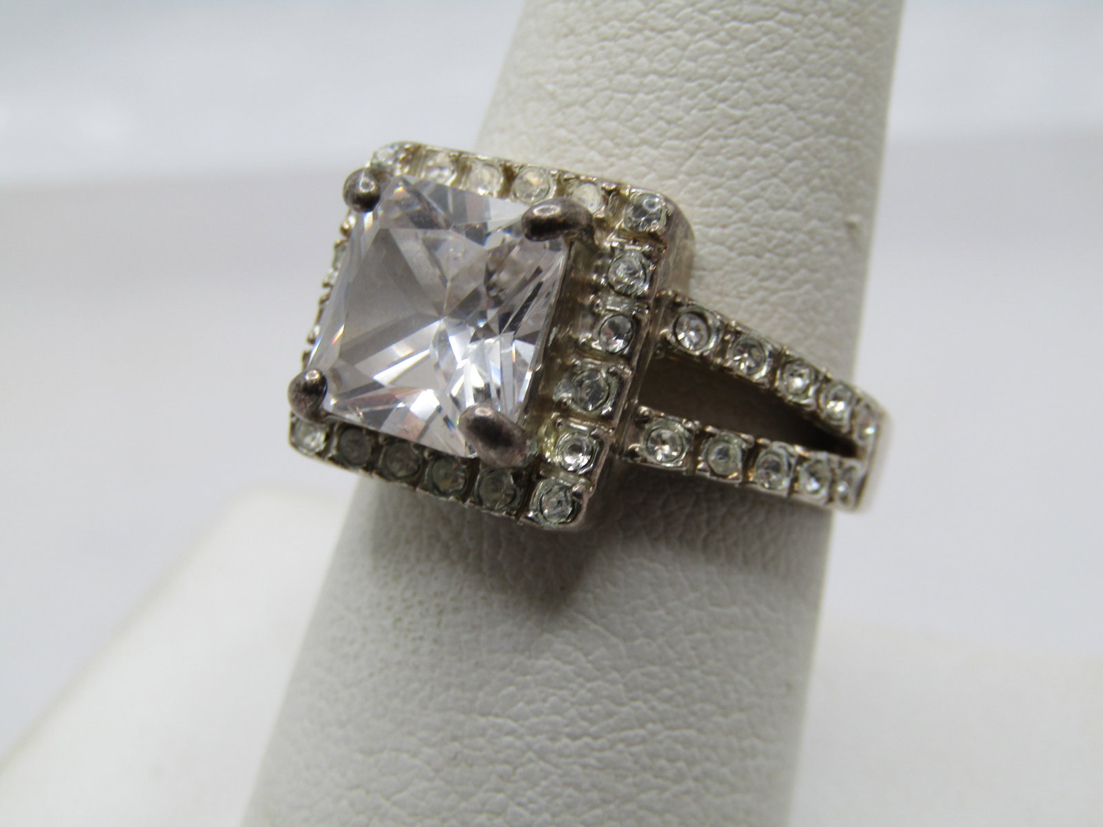 Vintage Sterling Halo Ring, Clear Crystal, Sz. 8.5, 1980's-1990's - 3