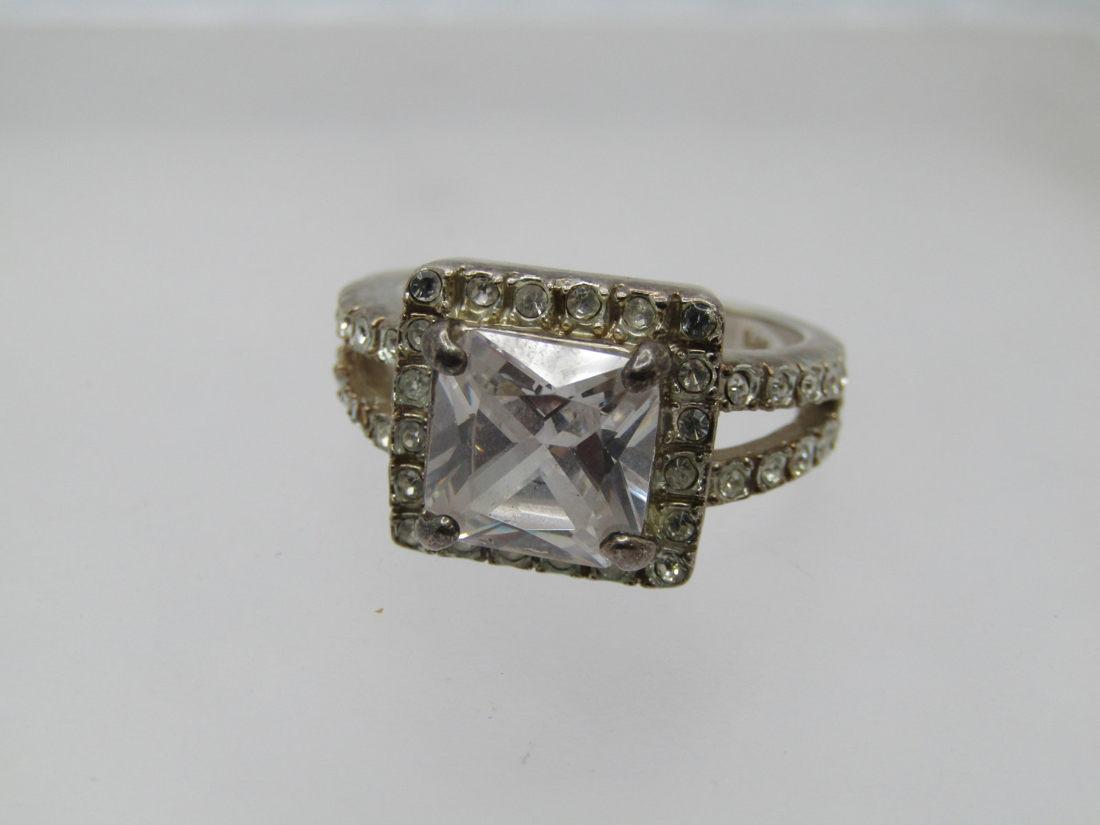 Vintage Sterling Halo Ring, Clear Crystal, Sz. 8.5, 1980's-1990's - 5