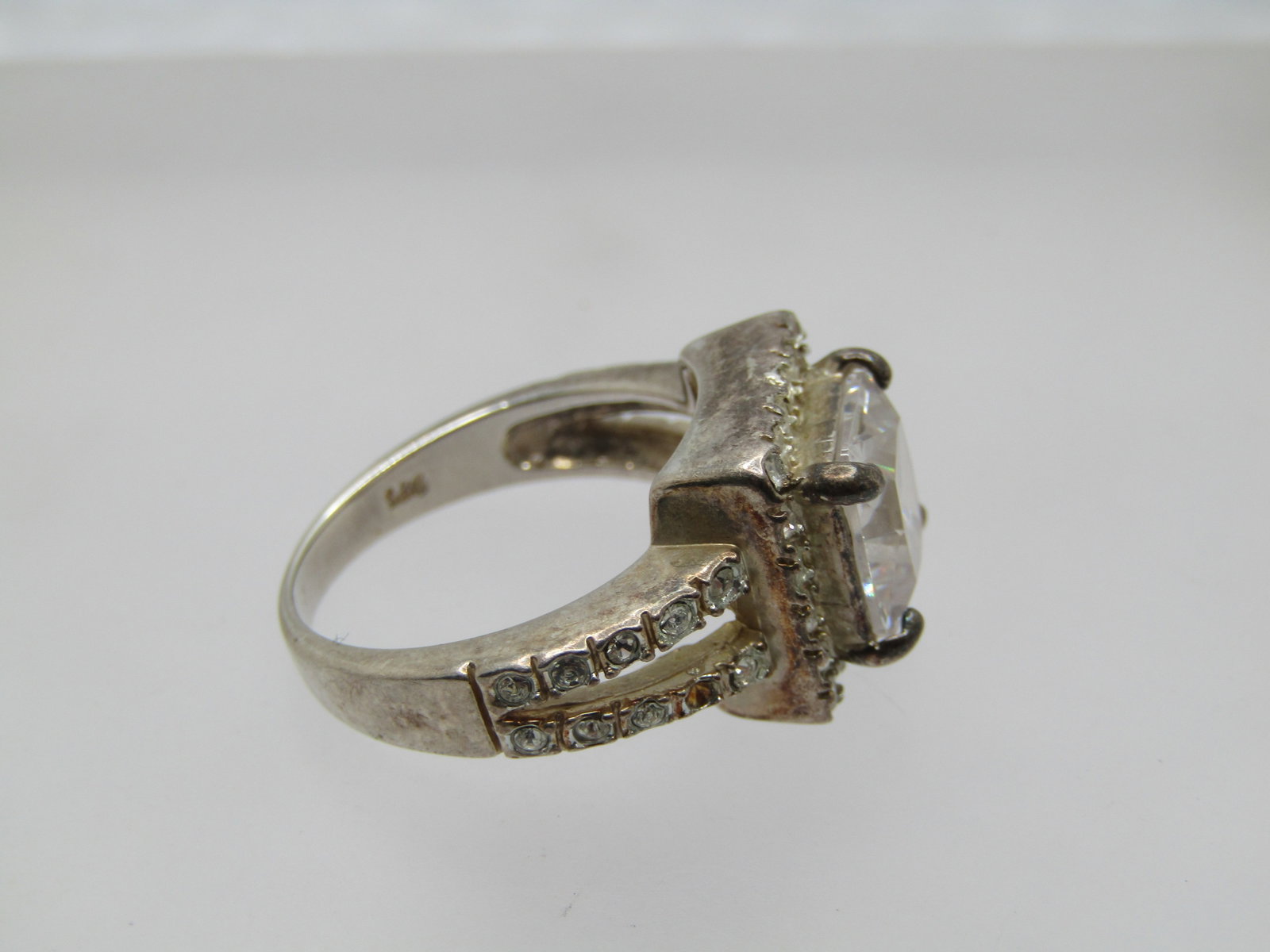 Vintage Sterling Halo Ring, Clear Crystal, Sz. 8.5, 1980's-1990's - 6
