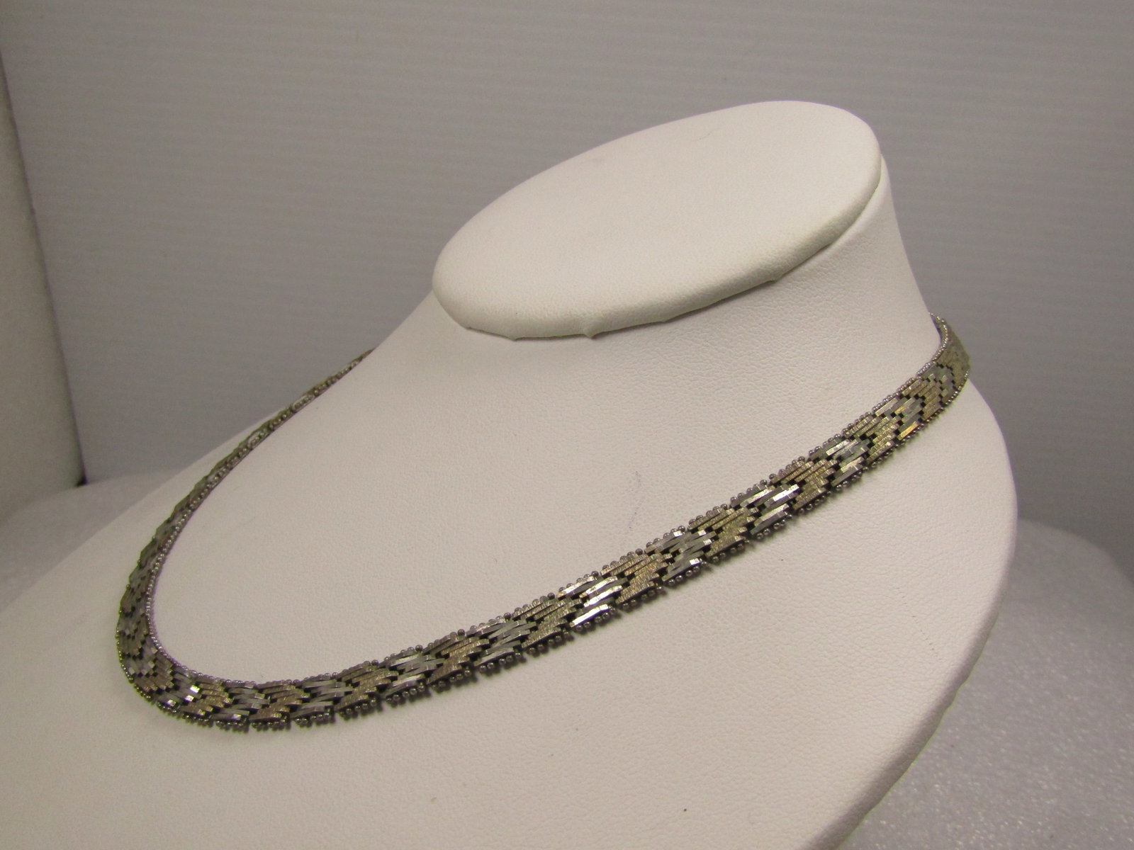 Vintage Sterling Woven Two Tone 6.5mm Necklace, Reversible, 16.5", 1980's, Signed - 2