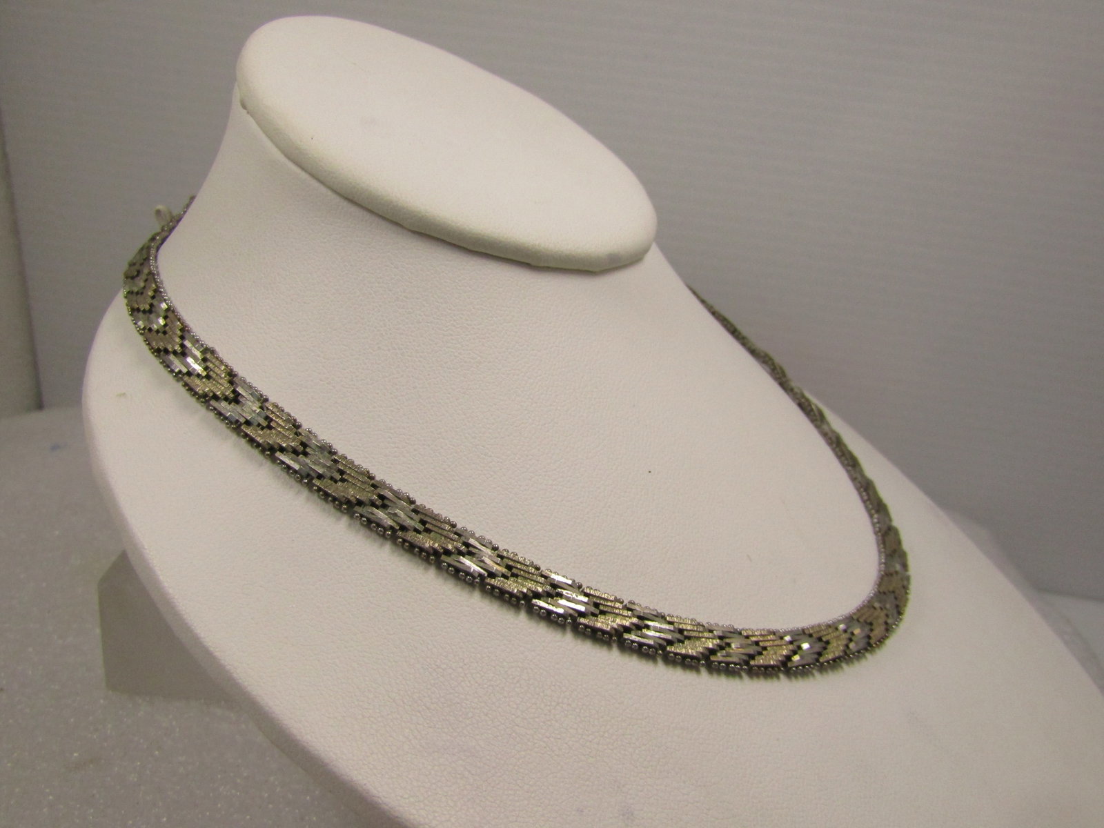 Vintage Sterling Woven Two Tone 6.5mm Necklace, Reversible, 16.5", 1980's, Signed - 3