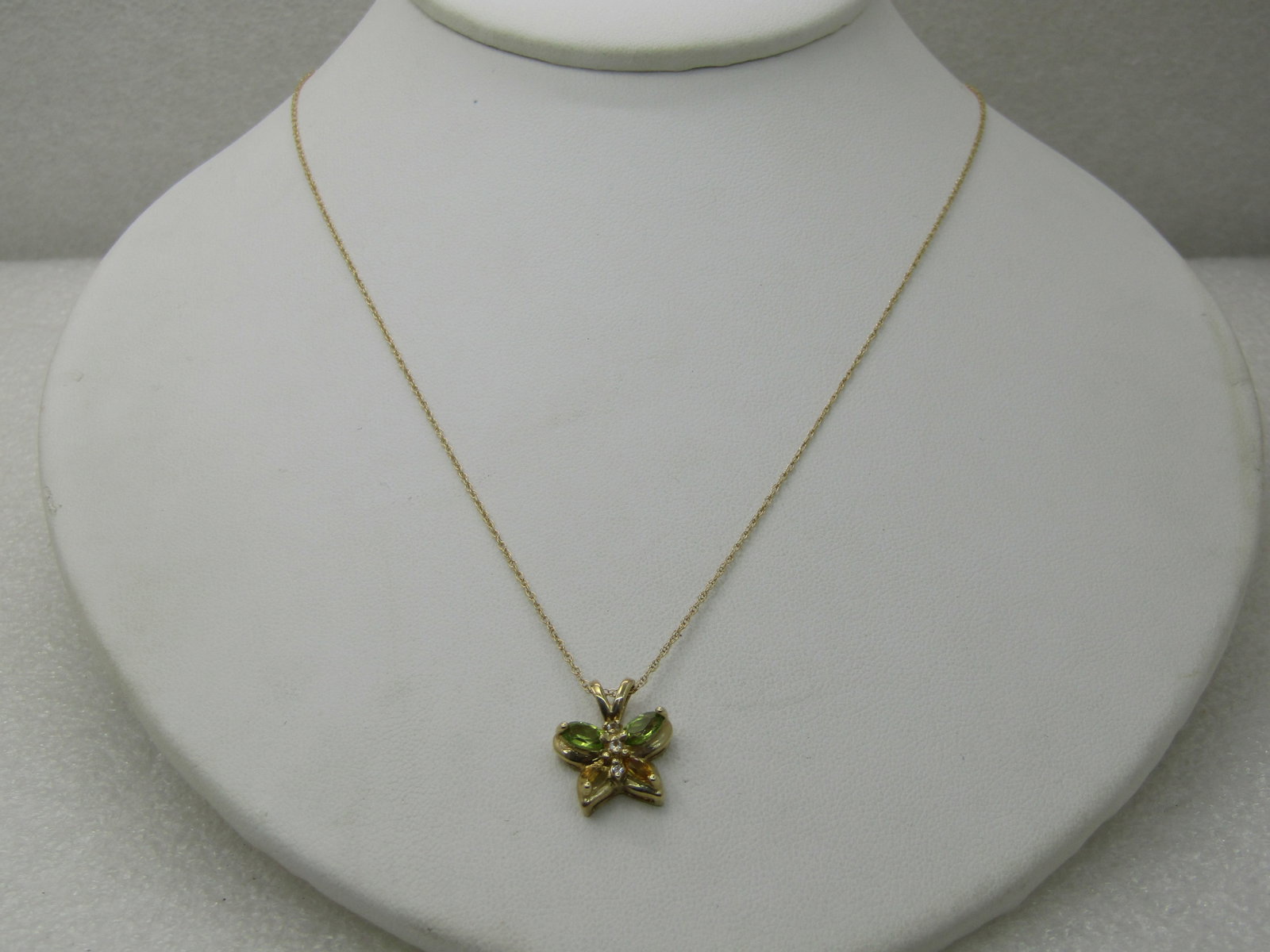 Vintage Sterling CZ Teardrop Necklace, 16", Box Chain - 2