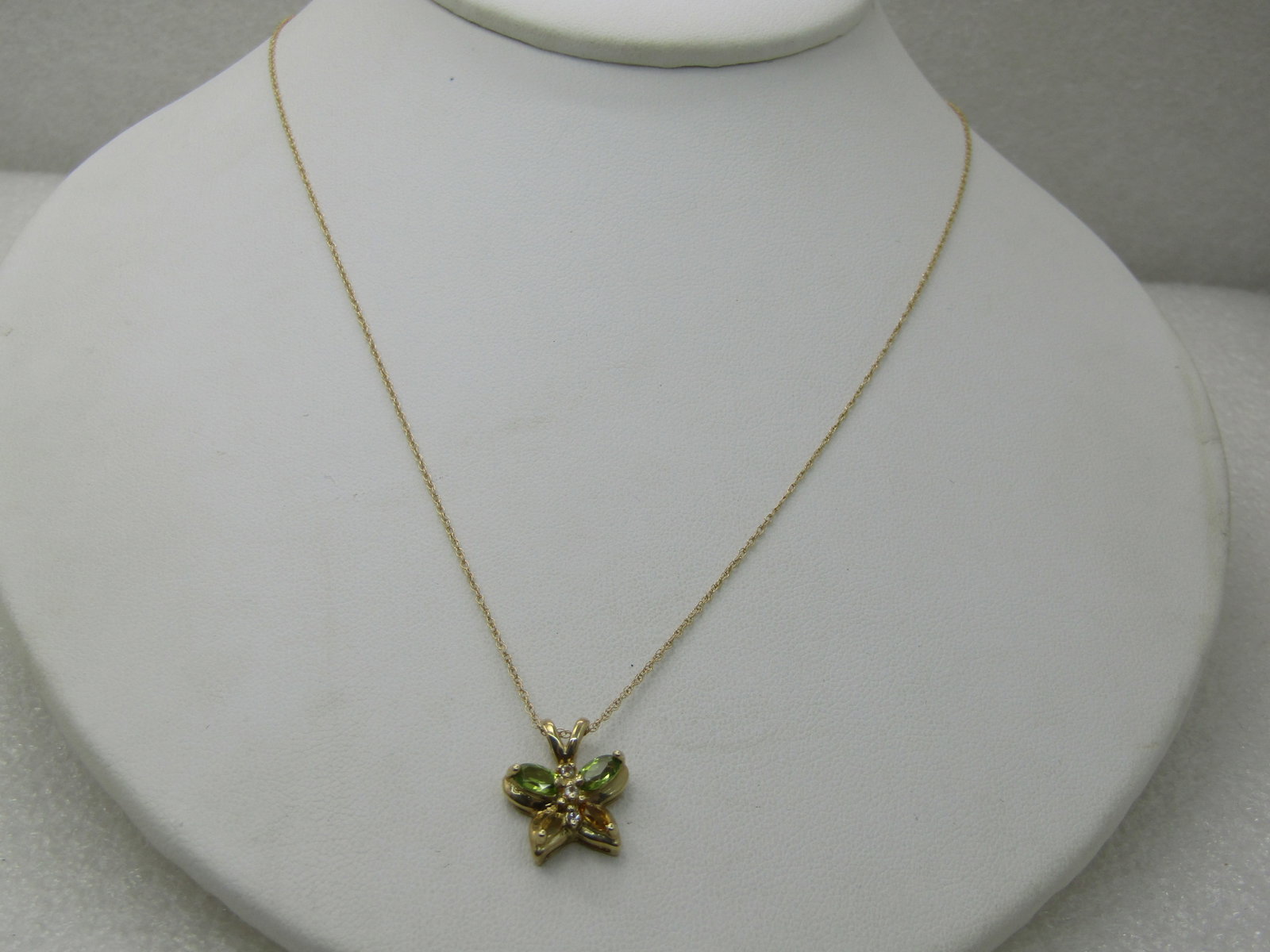 Vintage Sterling CZ Teardrop Necklace, 16", Box Chain - 6