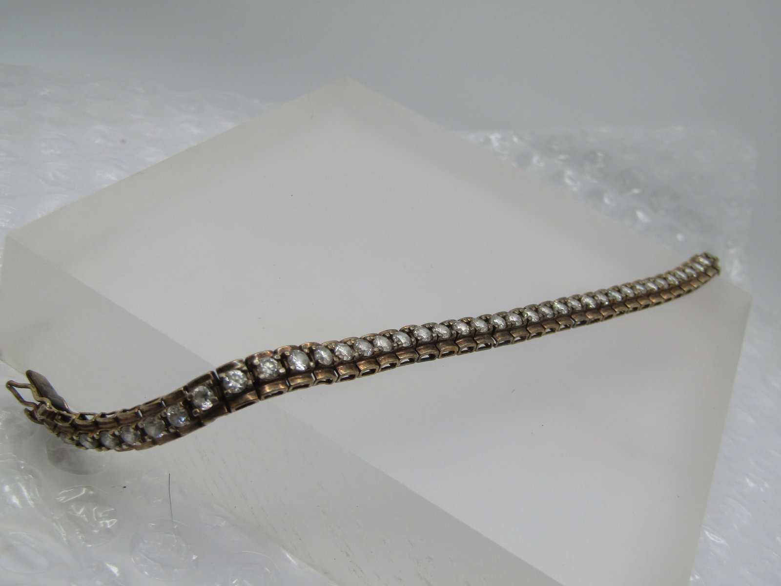 Vintage Sterling CZ Tennis Bracelet, 6mm, 7.25", Signed - 4
