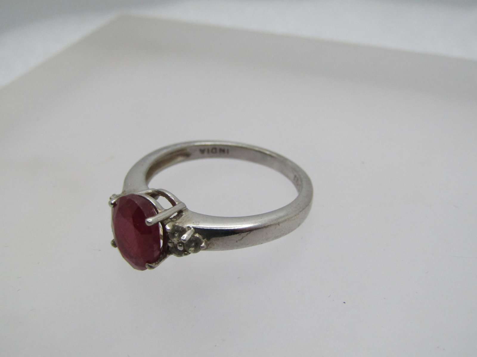 Vintatge Sterling Ruby White Topaz Ring, Sz. 9.25 Signed - 4