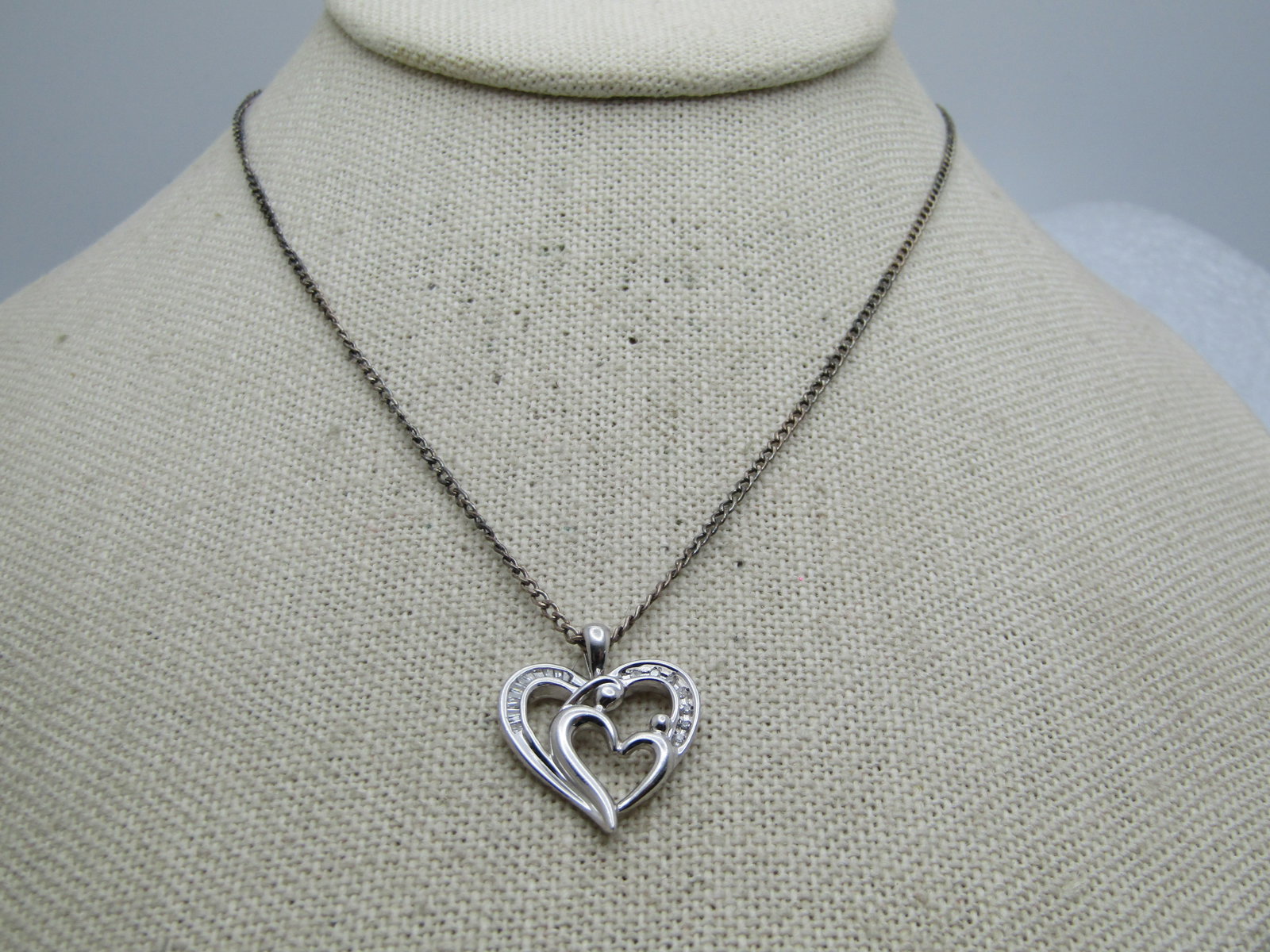 Sterling and Diamond Mother/Child Heart Necklace , 18" - 3