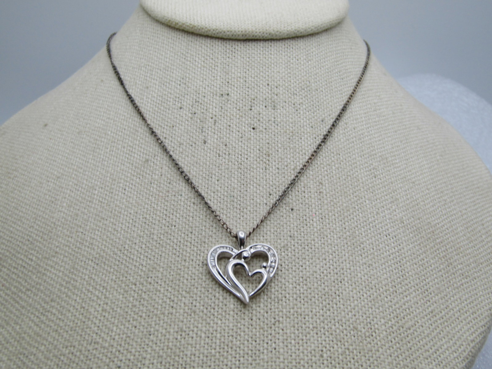 Sterling and Diamond Mother/Child Heart Necklace , 18" - 4