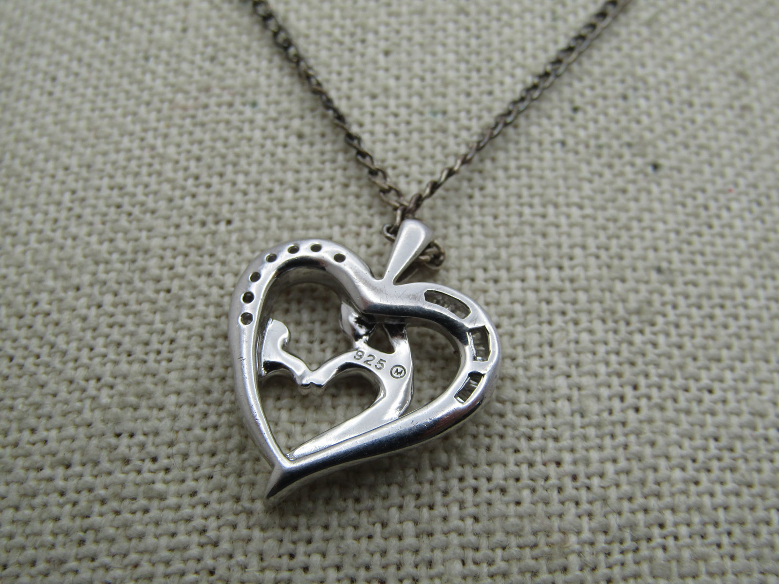 Sterling and Diamond Mother/Child Heart Necklace , 18" - 5