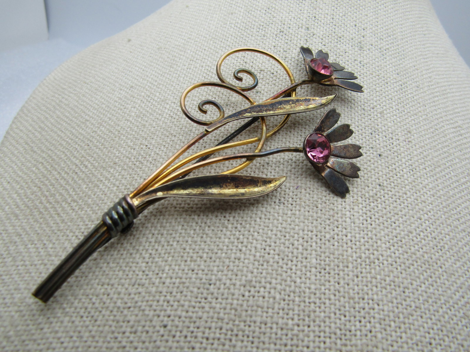 Vintage 12kt GF Sterling Floral Brooch, Van Dell, Mid-Century - 2