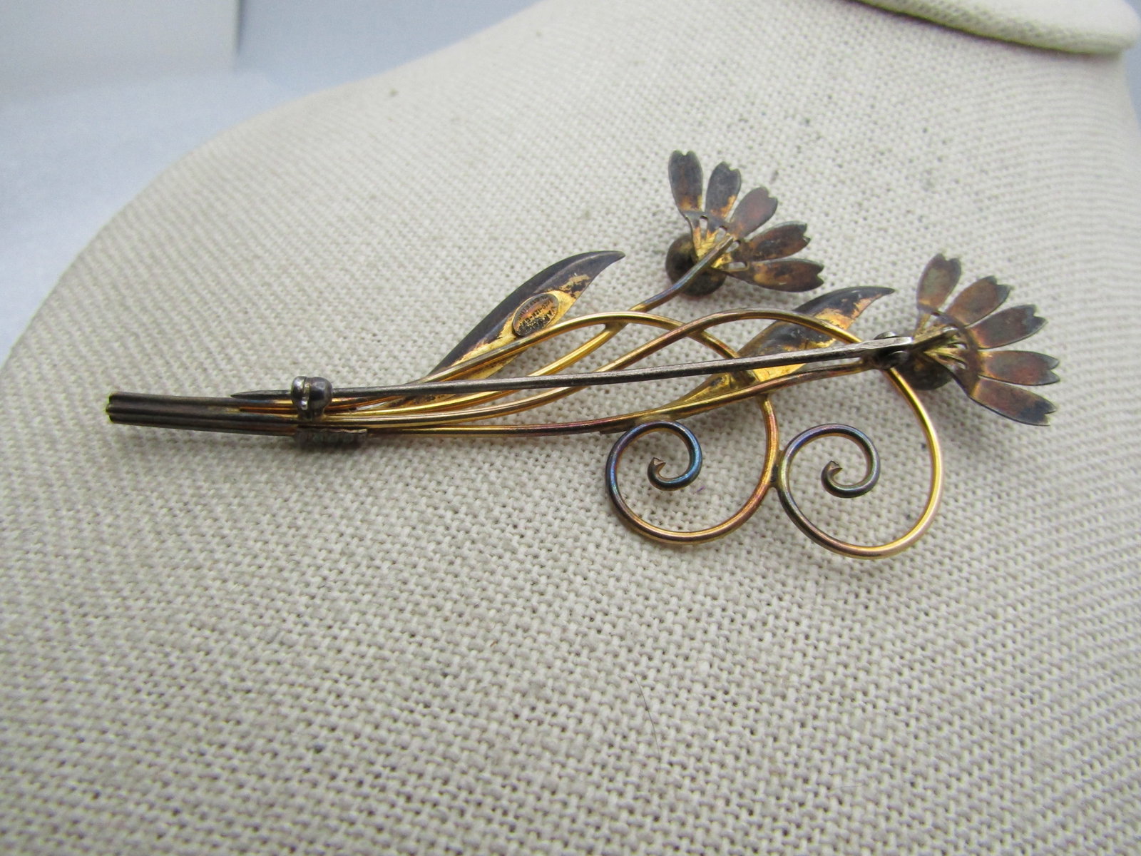 Vintage 12kt GF Sterling Floral Brooch, Van Dell, Mid-Century - 3
