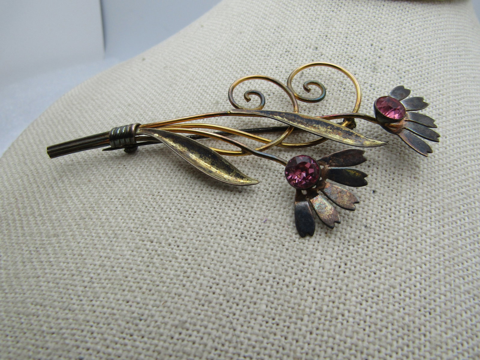 Vintage 12kt GF Sterling Floral Brooch, Van Dell, Mid-Century - 4