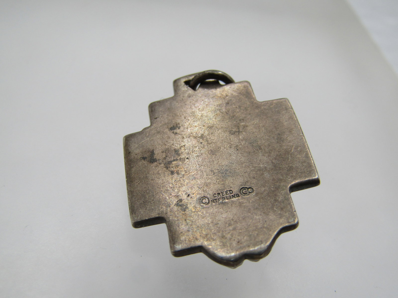 Vintage Sterling Jesus Thorns, Cross Pendant, Creed, Pre 1950's - 2