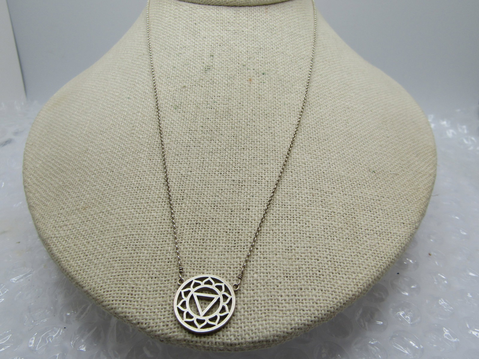 Vintage Sterling Triangular Scrolled Necklace, 18" - 2