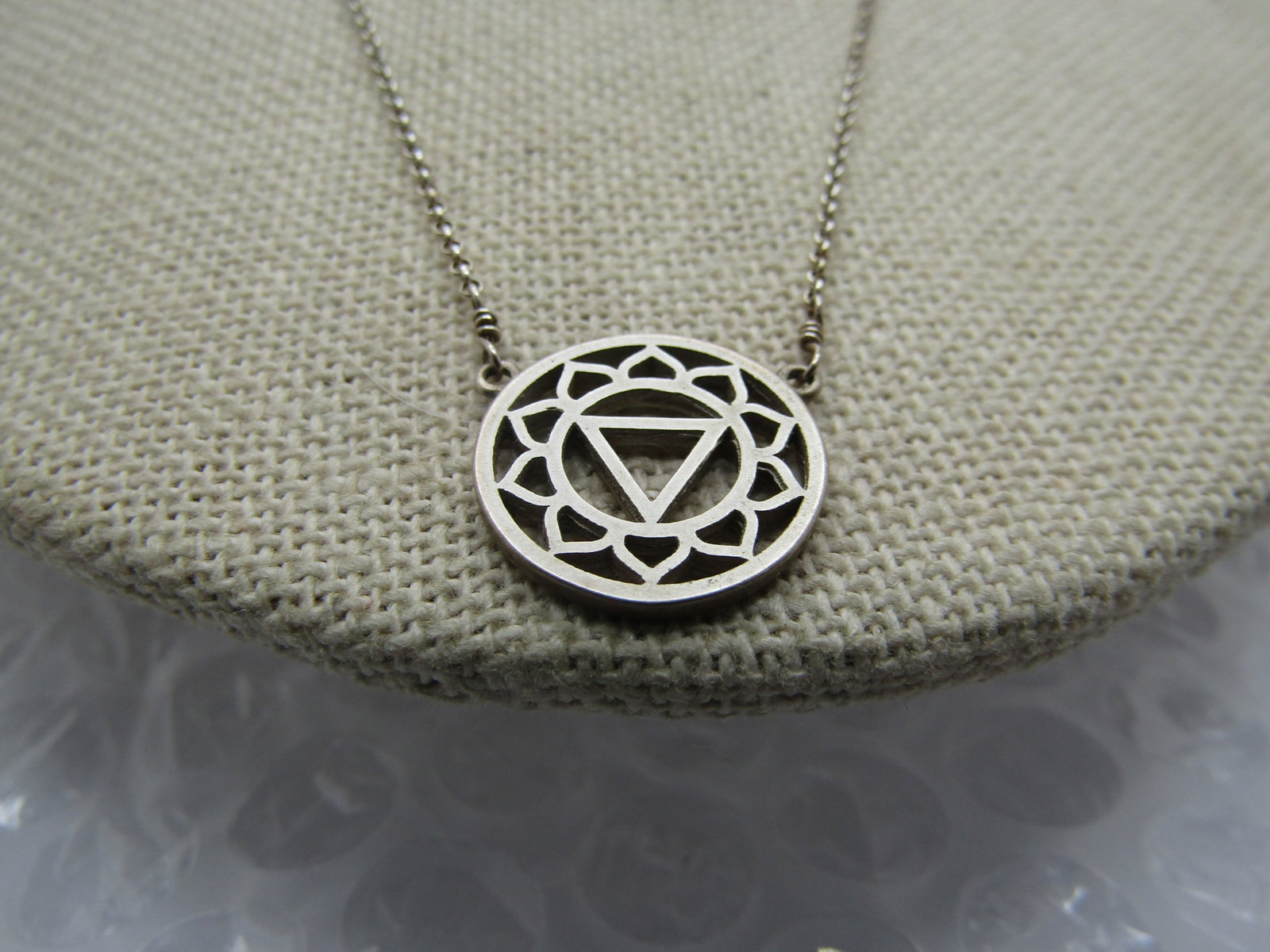 Vintage Sterling Triangular Scrolled Necklace, 18" - 4