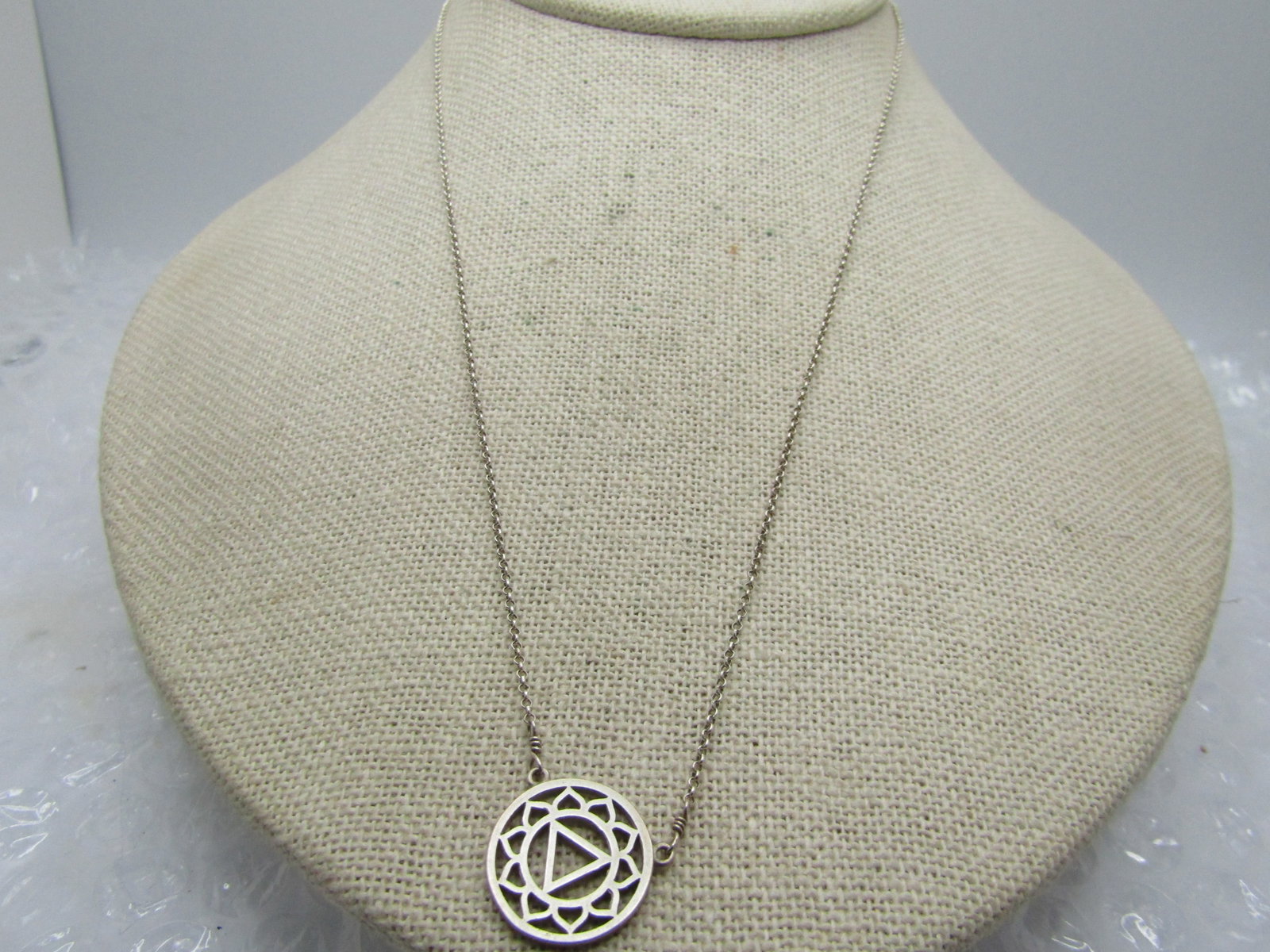 Vintage Sterling Triangular Scrolled Necklace, 18" - 6