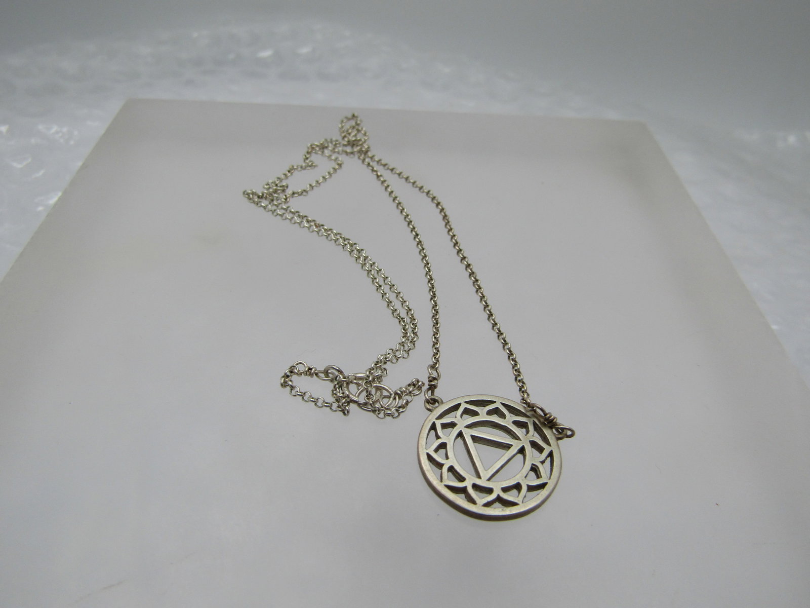 Vintage Sterling Triangular Scrolled Necklace, 18" - 7