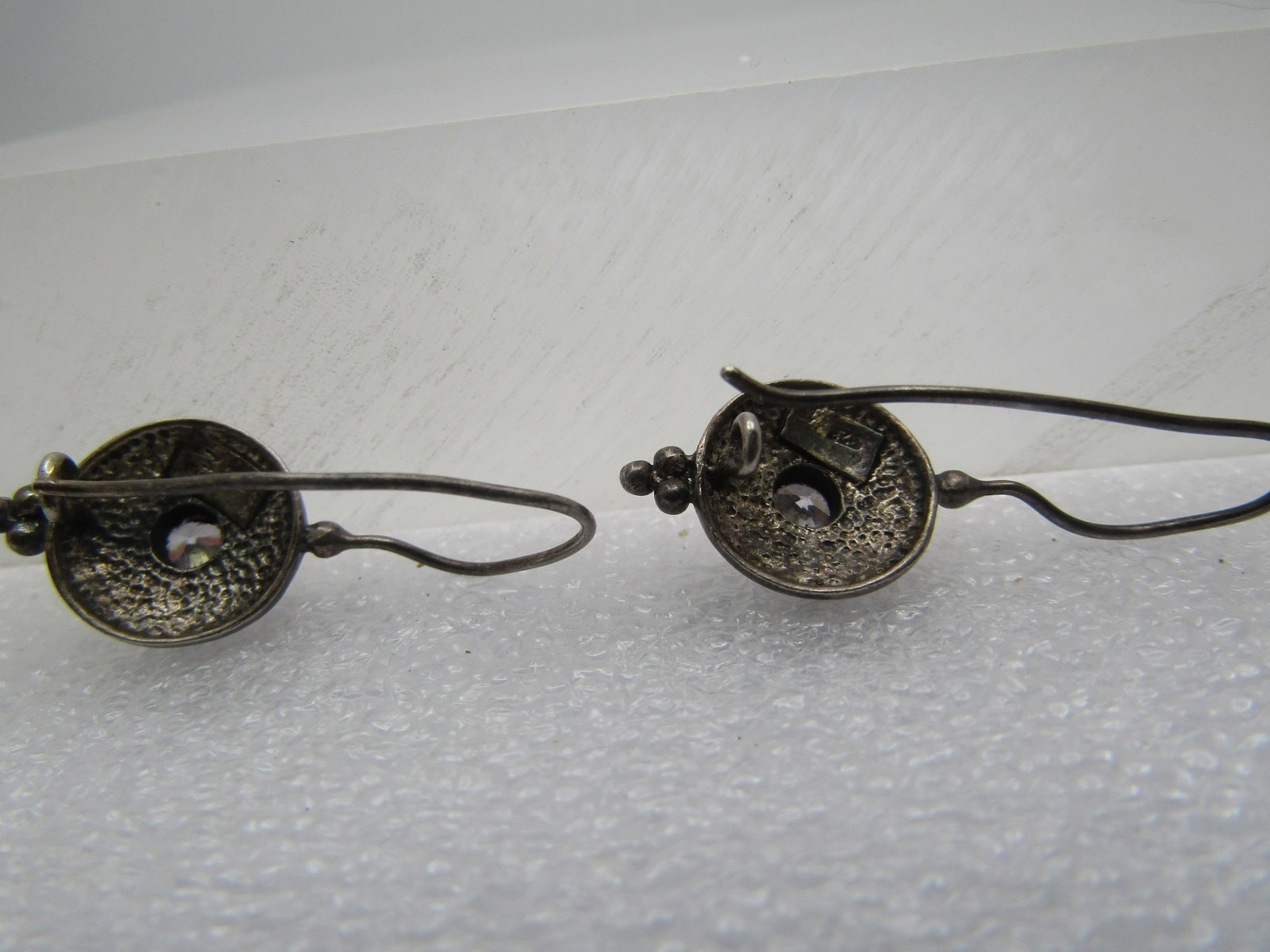 Vintage Sterling Marcasite Clear Stone Earrings, Signed Marsala, 1980's-1990's - 4