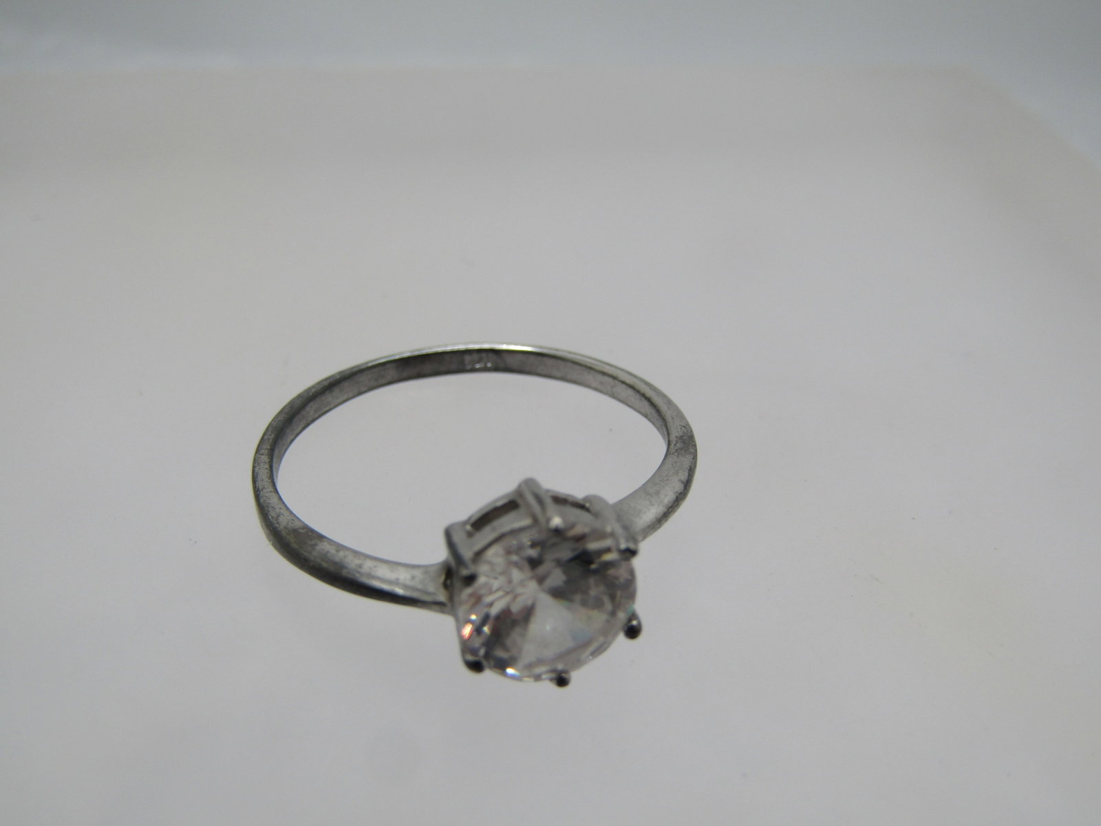 Vintage Sterling Clear CZ Ring, Sz. 8, Engagement. .80 ctw - 5