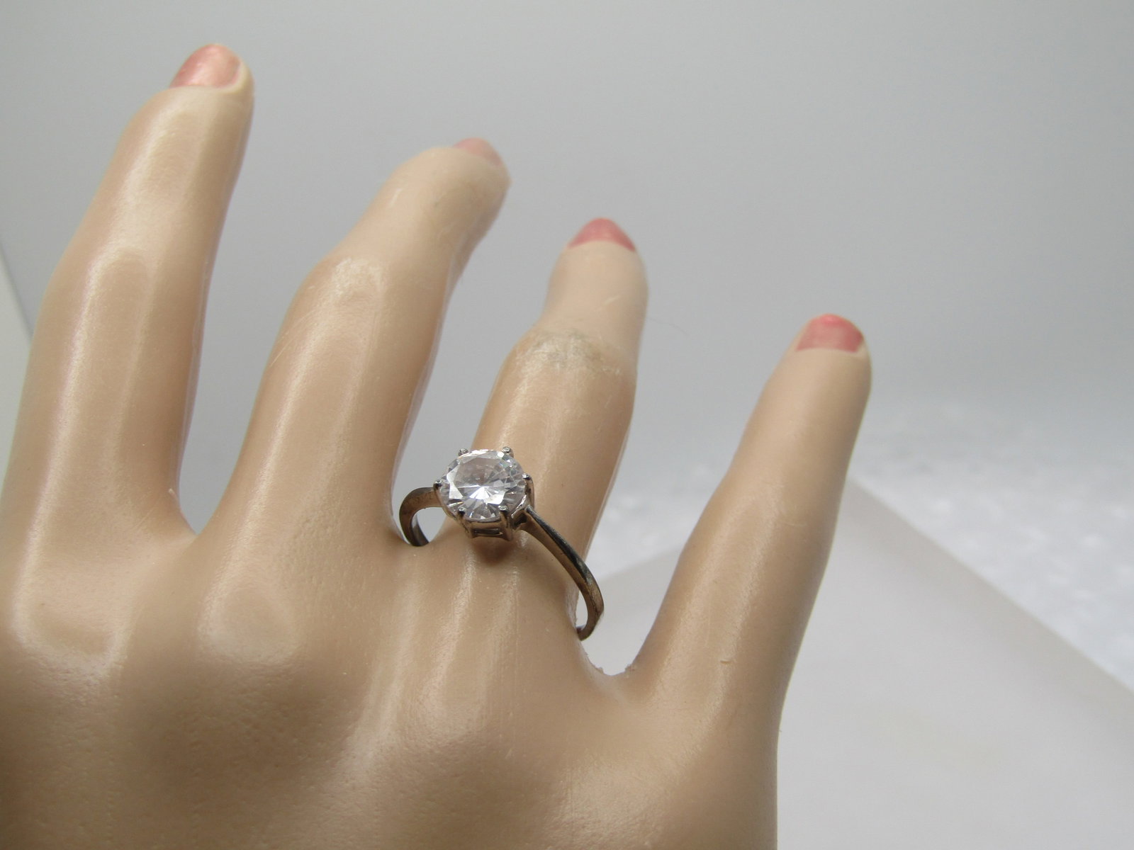 Vintage Sterling Clear CZ Ring, Sz. 8, Engagement. .80 ctw - 7