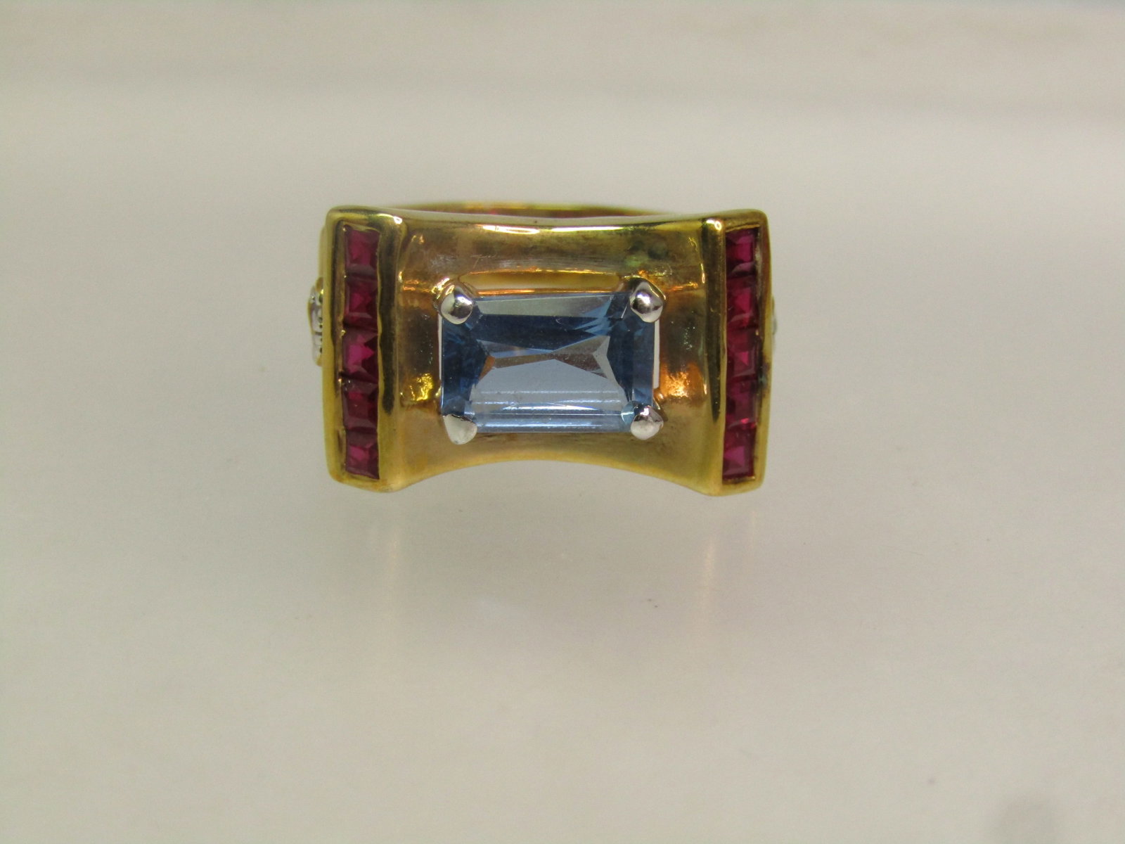 Vintage Sterling Vermeil Ruby/Sapphire Ring, Farrah Fawcett Signed, 1990's, Sz. 6.75. Statement - 3