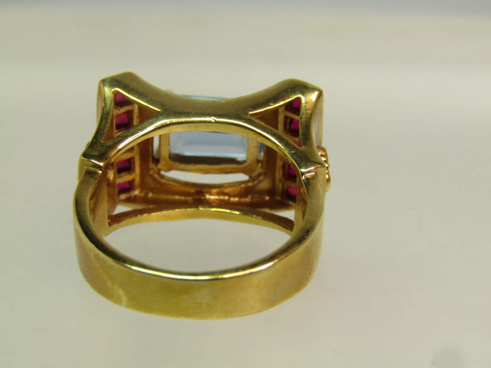 Vintage Sterling Vermeil Ruby/Sapphire Ring, Farrah Fawcett Signed, 1990's, Sz. 6.75. Statement - 5