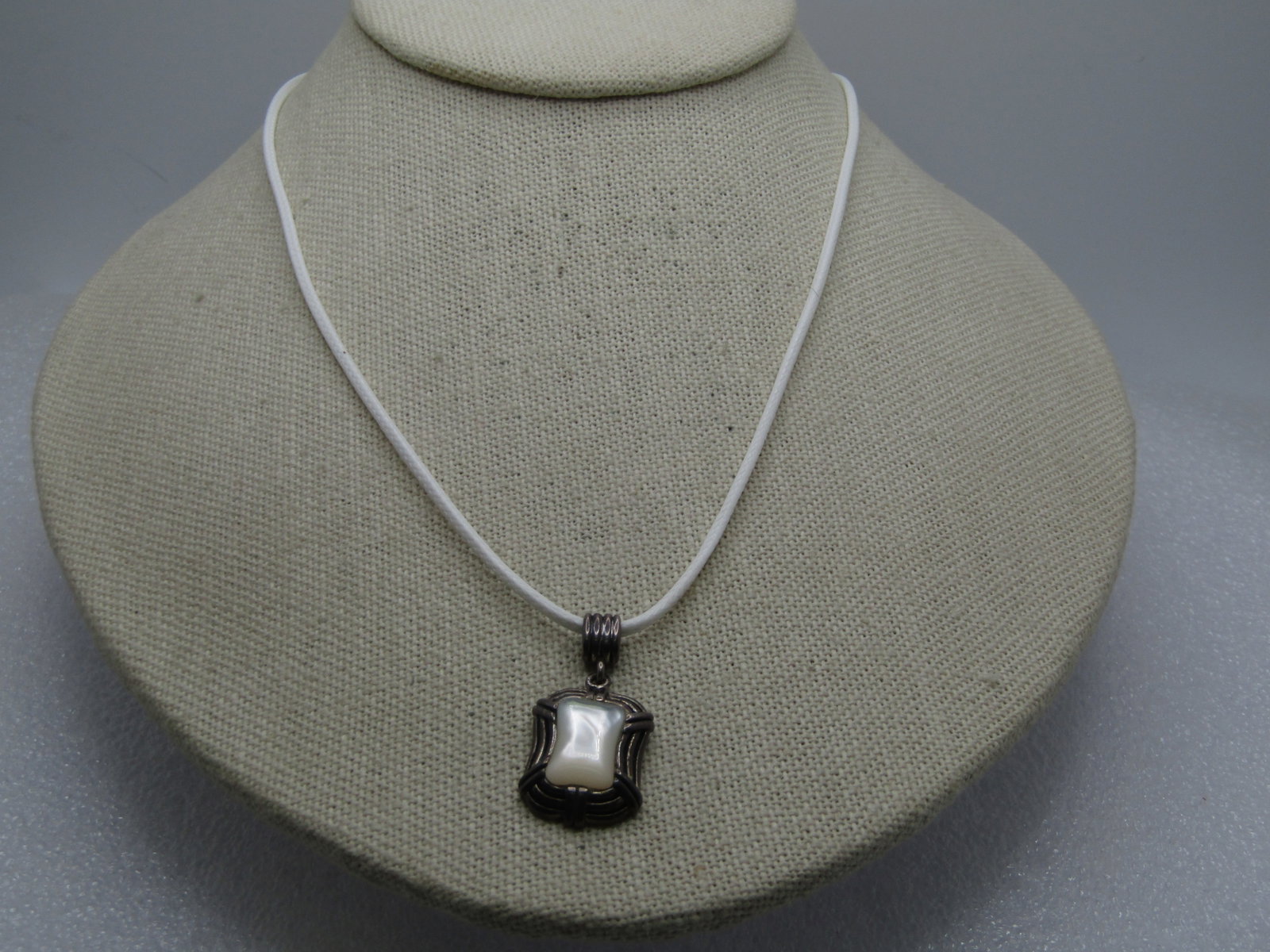 Vintage Sterling Mother of Pearl Necklace, 19" , 1990's - 2
