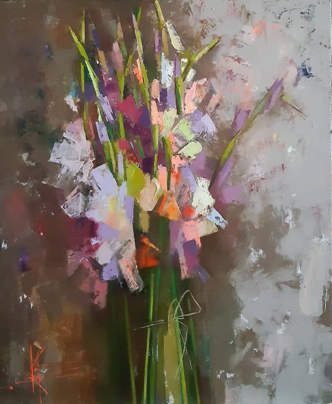 Oil painting Gladiolus Oksana Kyrylenko: Title: Oil painting Gladiolus Oksana Kyrylenko Description: 34KOR Painter: Oksana Kyrylenko S?ze: 60x50 cm/23.6x19.7 inches Components: oil, canvas Original painting ERA: 2021 Oksana Ivanivna was
