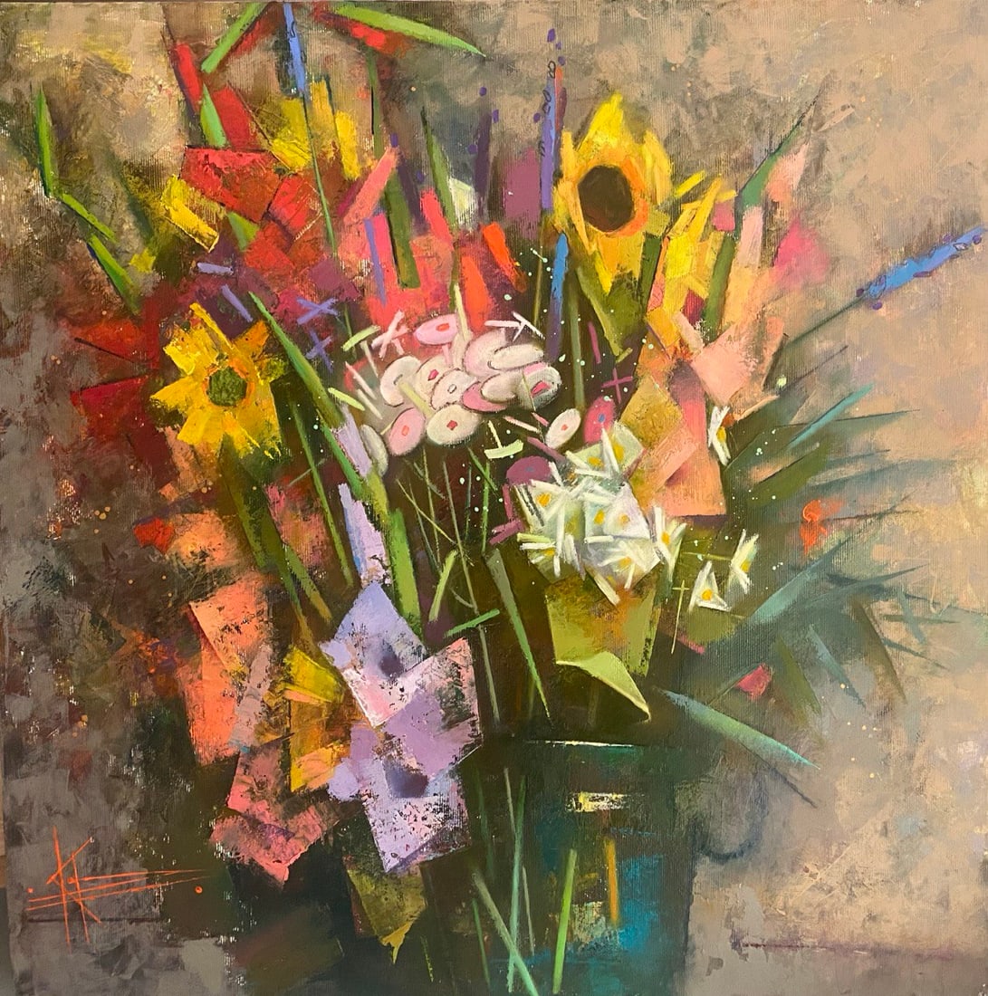 Abstract Oil painting Summertime Oksana Kyrylenko: Title: Abstract Oil painting Summertime Oksana Kyrylenko Description: 151KOR Painter: Oksana Kyrylenko S?ze: 55x55 cm/21,65x21,65 inches Components: oil, canvas, Original painting from our collection 
