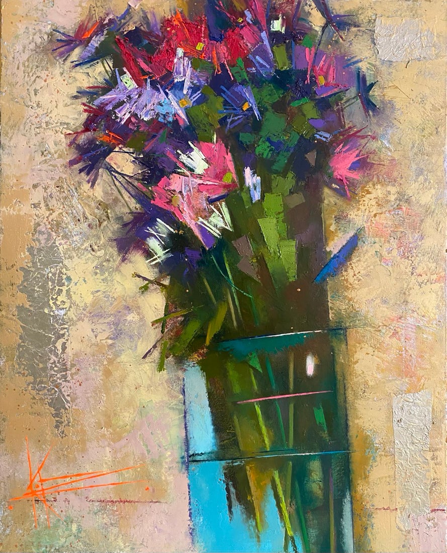 Abstract Oil painting Chrysantemums Oksana Kyrylenko (1 of 4)