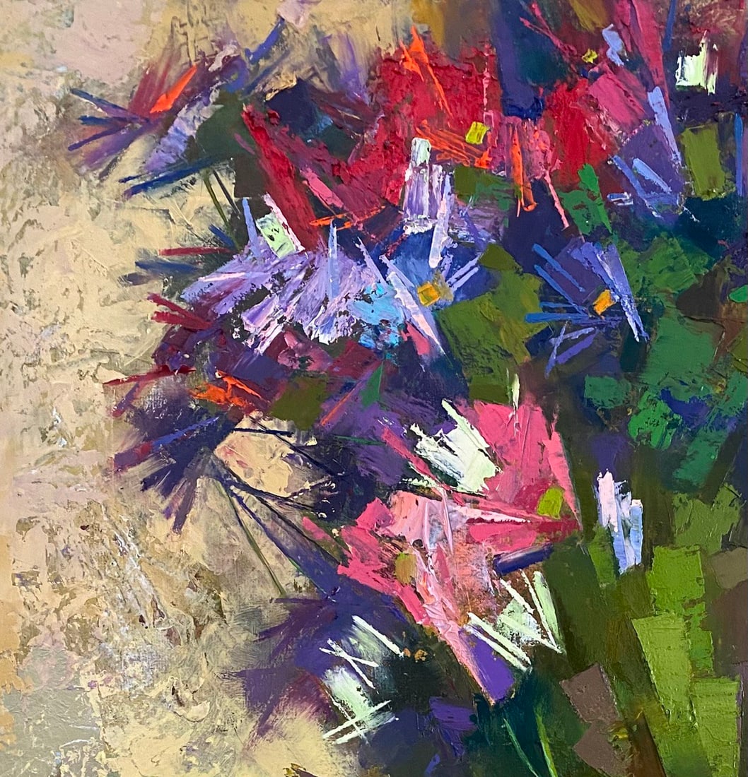 Abstract Oil painting Chrysantemums Oksana Kyrylenko - 2