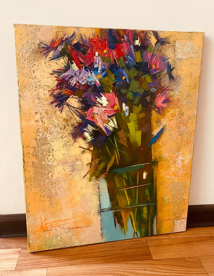 Abstract Oil painting Chrysantemums Oksana Kyrylenko - 3