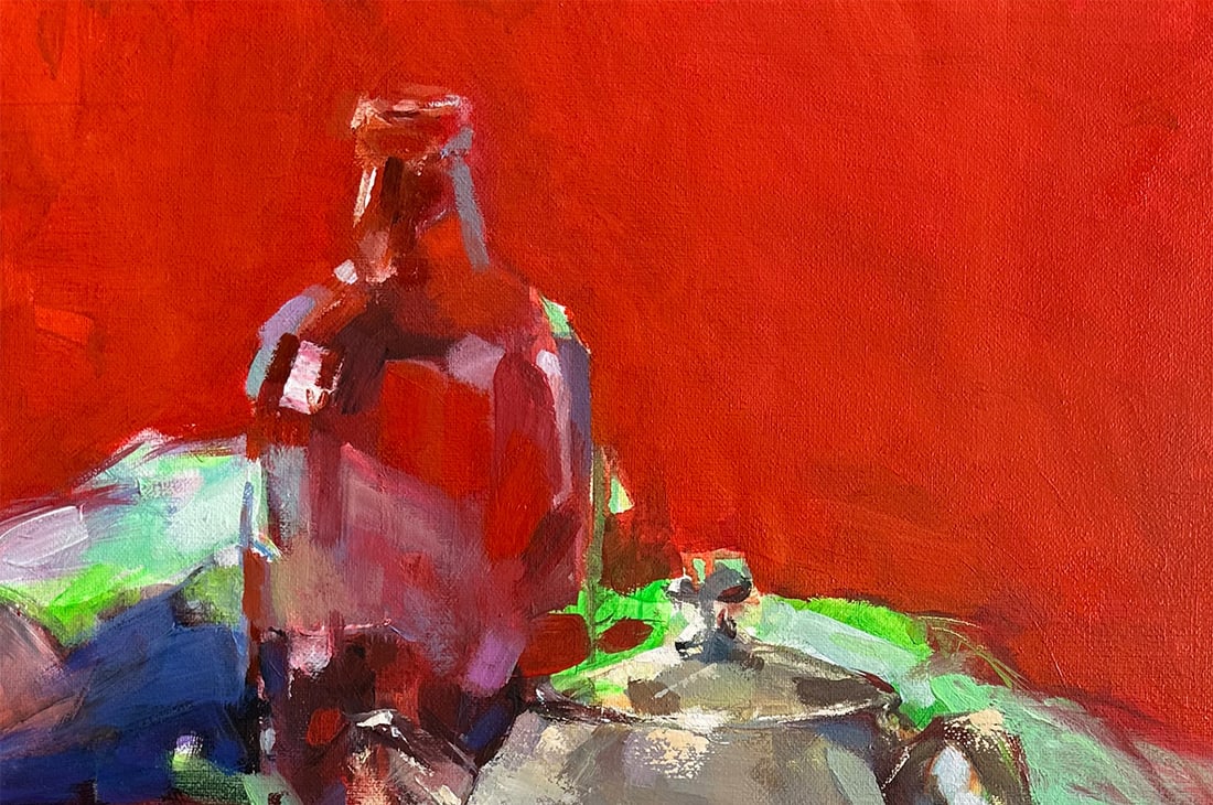 Oil still life painting Green apple Ivan T. - 2