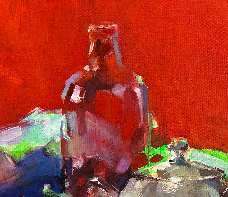 Oil still life painting Green apple Ivan T. - 5