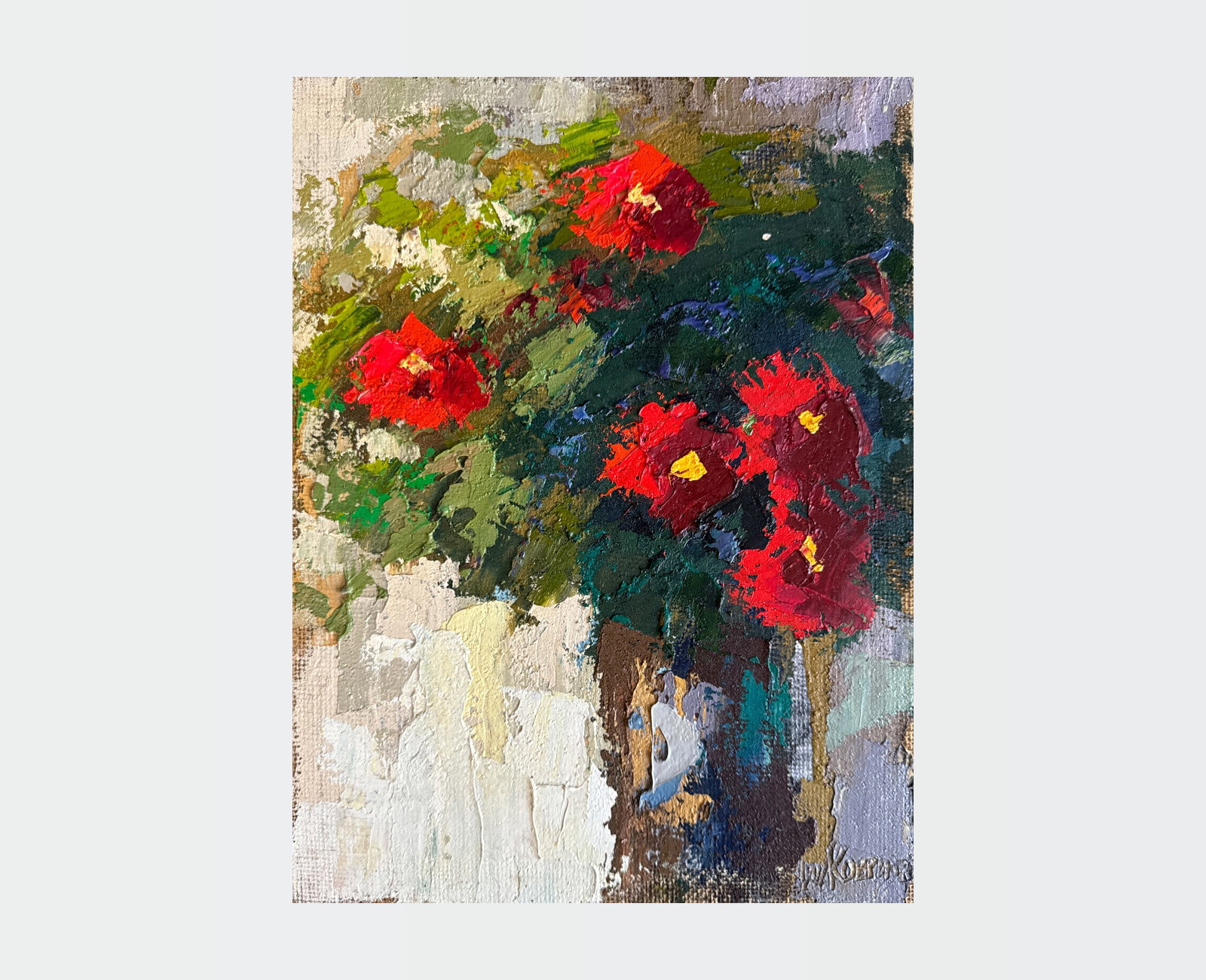 Oil painting with frame Flowers K. Leonid - 2