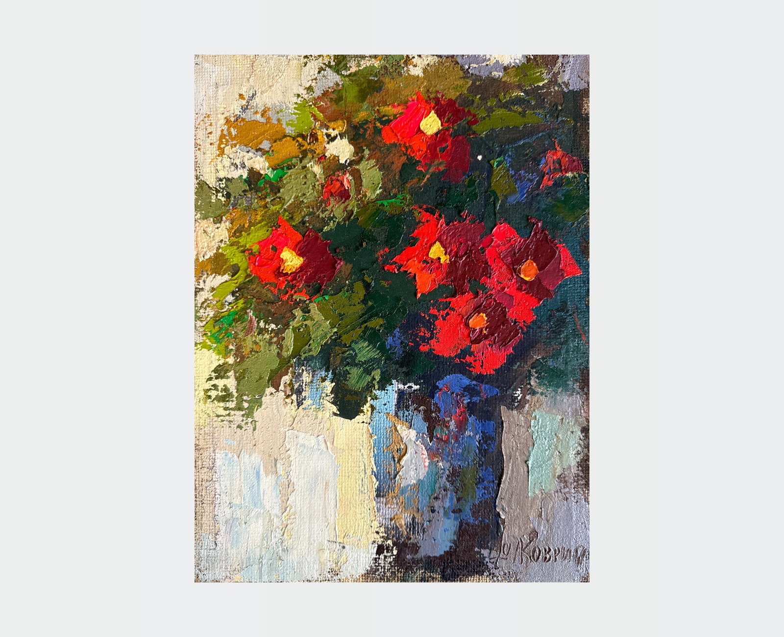 Oil painting with frame Flowers K. Leonid - 2