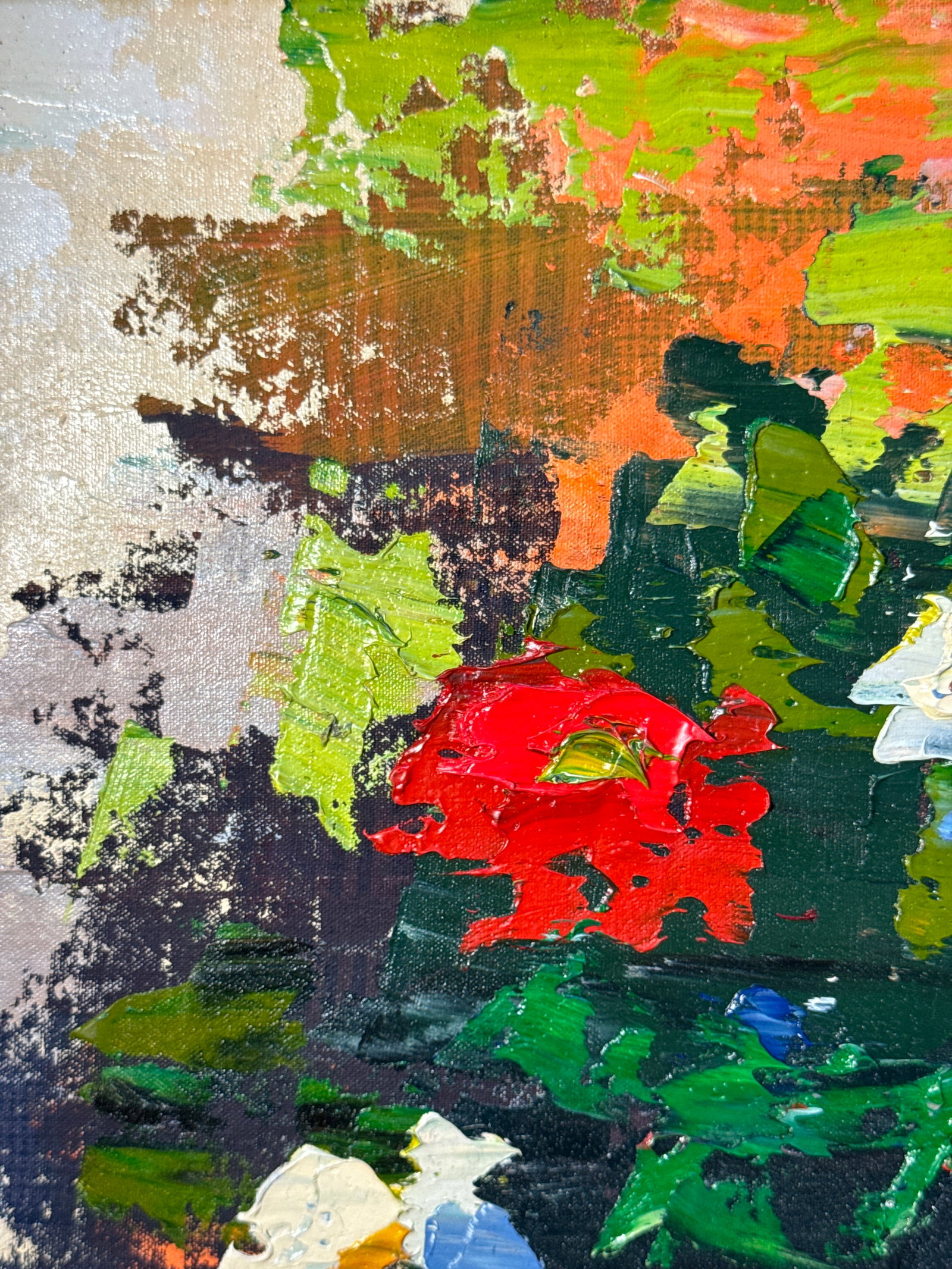 Abstract Oil painting with frame flowers K. Leonid - 4