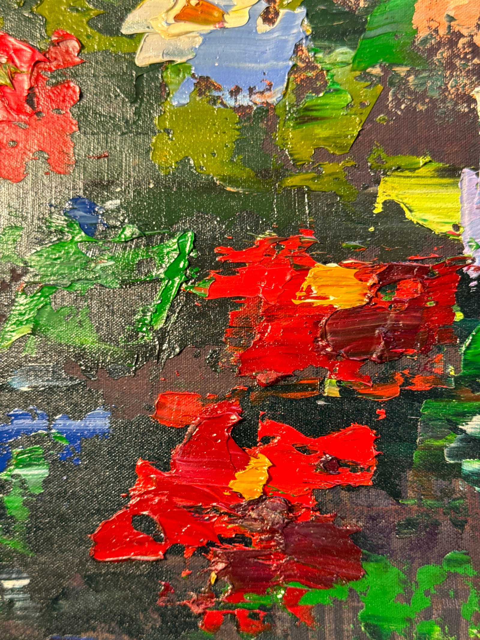 Abstract Oil painting with frame flowers K. Leonid - 6
