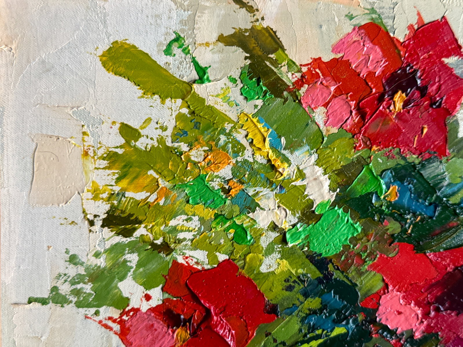 Oil painting with frame Red Flowers K. Leonid - 3
