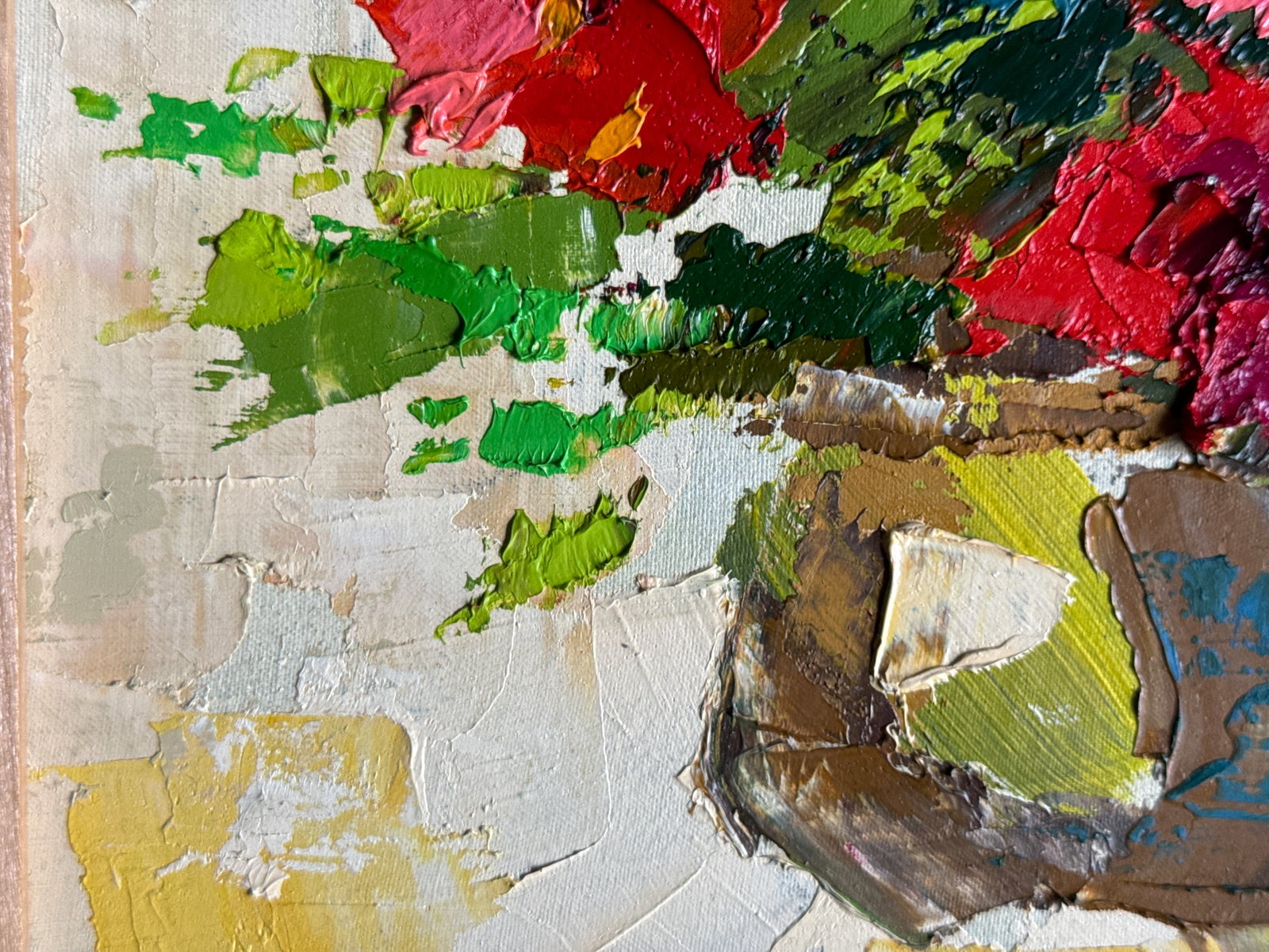 Oil painting with frame Red Flowers K. Leonid - 6