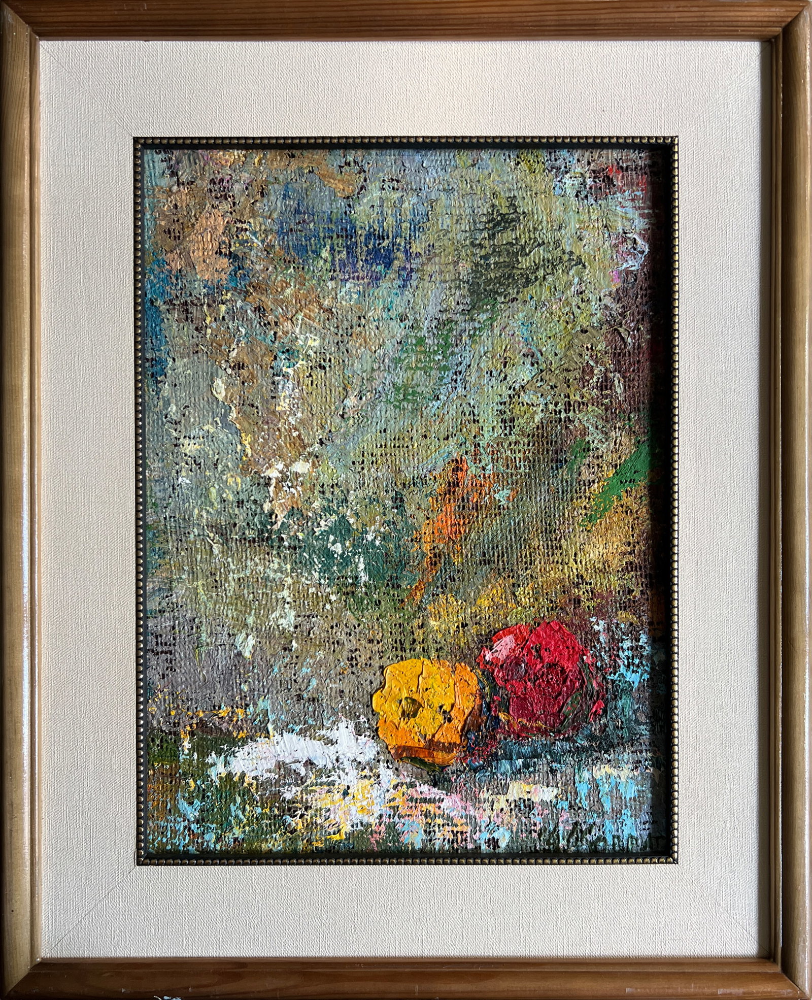 Oil painting with frame Apples K. Leonid: Title: Oil painting with frame Apples K. Leonid Description: 406KK Painter: K. Leonid S?ze: 40x30 cm/ 15.74x11.81 inches Components: oil, canvas, fiberboard Original painting CONDITION: exellent ERA:2