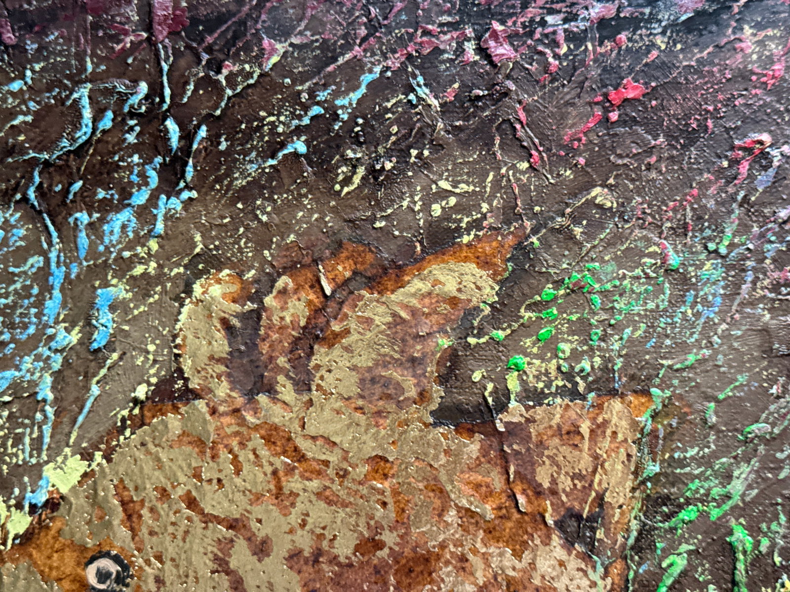 Abstract Oil painting with frame fish landscape K. Leonid - 3