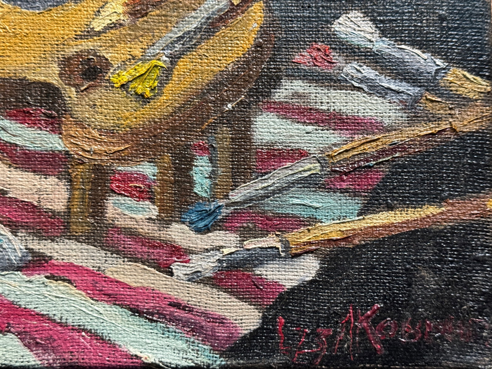 Oil painting with frame stationery button K. Leonid - 6