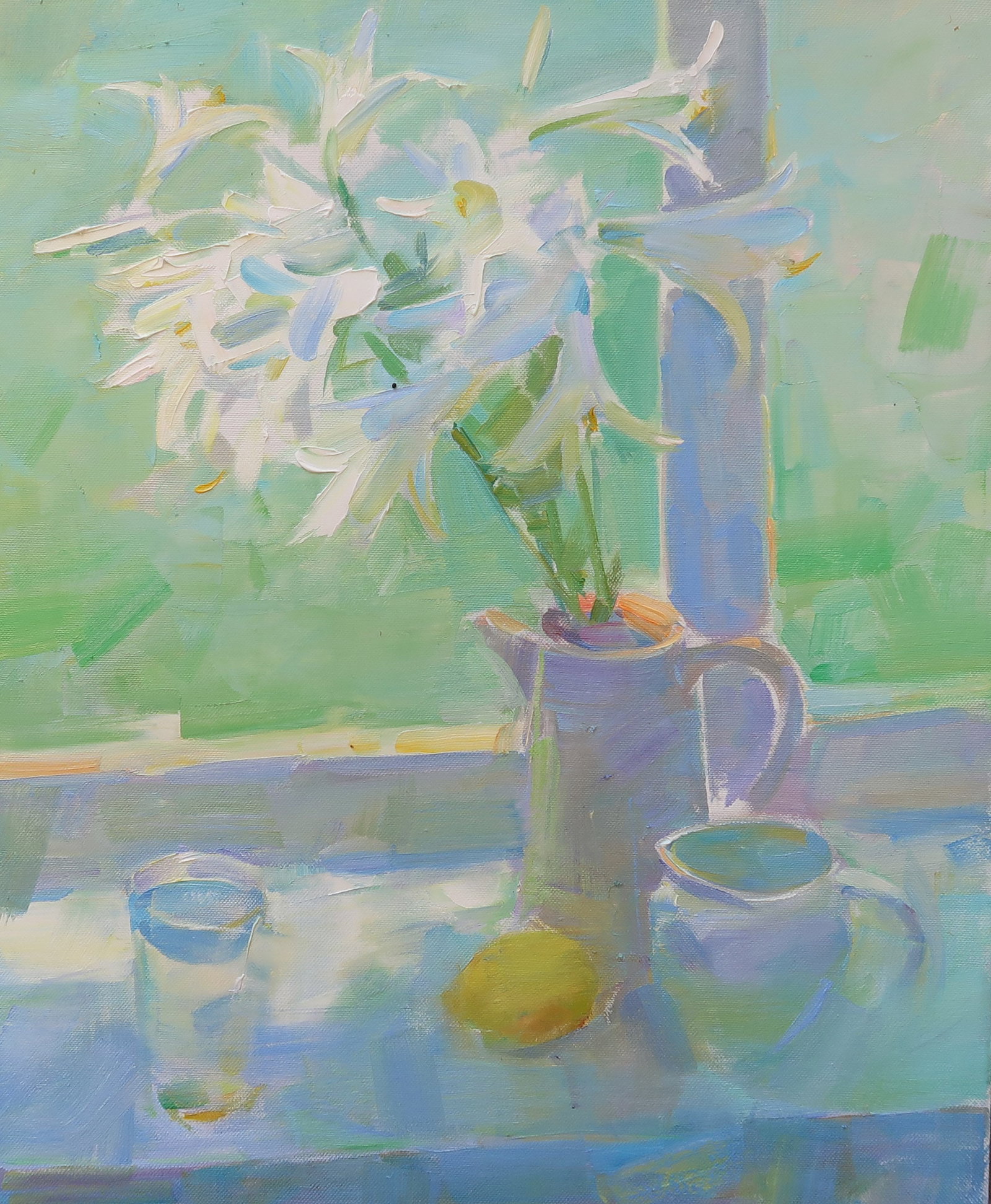 Oil painting on the windowsill Serg Kovalenko: Title: Oil painting on the windowsill Serg Kovalenko Description: 78SK Painter: Serg Kovalenko S?ze: 50x40 cm/19.7x15.7 inches Components: oil, canvas Original painting CONDITION: exellent ERA: modern