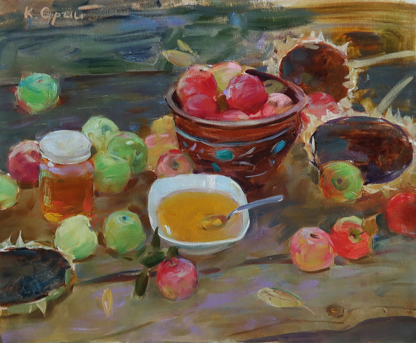 Oil painting med Serg Kovalenko: Title: Oil painting med Serg Kovalenko Description: 109SK Painter: Serg Kovalenko S?ze: 50x60 cm/19.7x23.6 inches Components: oil, canvas Original painting CONDITION: exellent ERA: modern Graduated fr